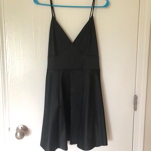 Black Satin Skater Dress LBD